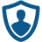 Icon of man inside a shield