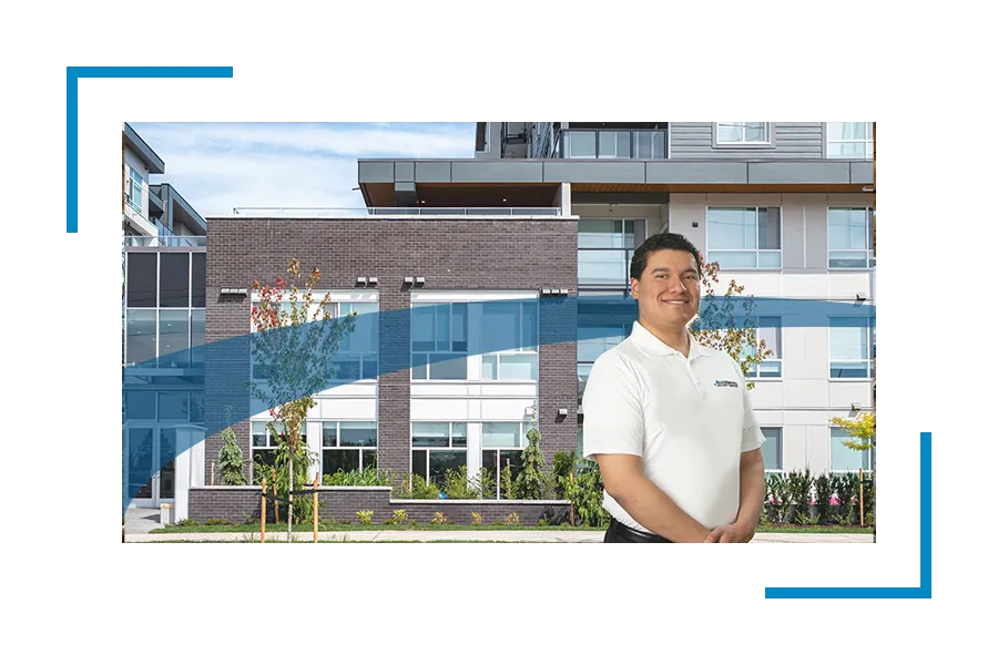 Allied universal guard standing IN front of a building