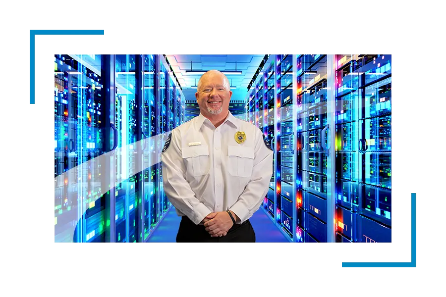 Security guard in server room