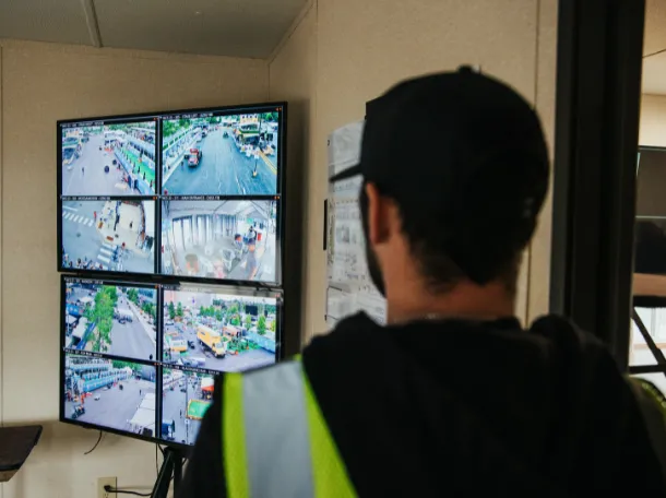 security guard looking at screen